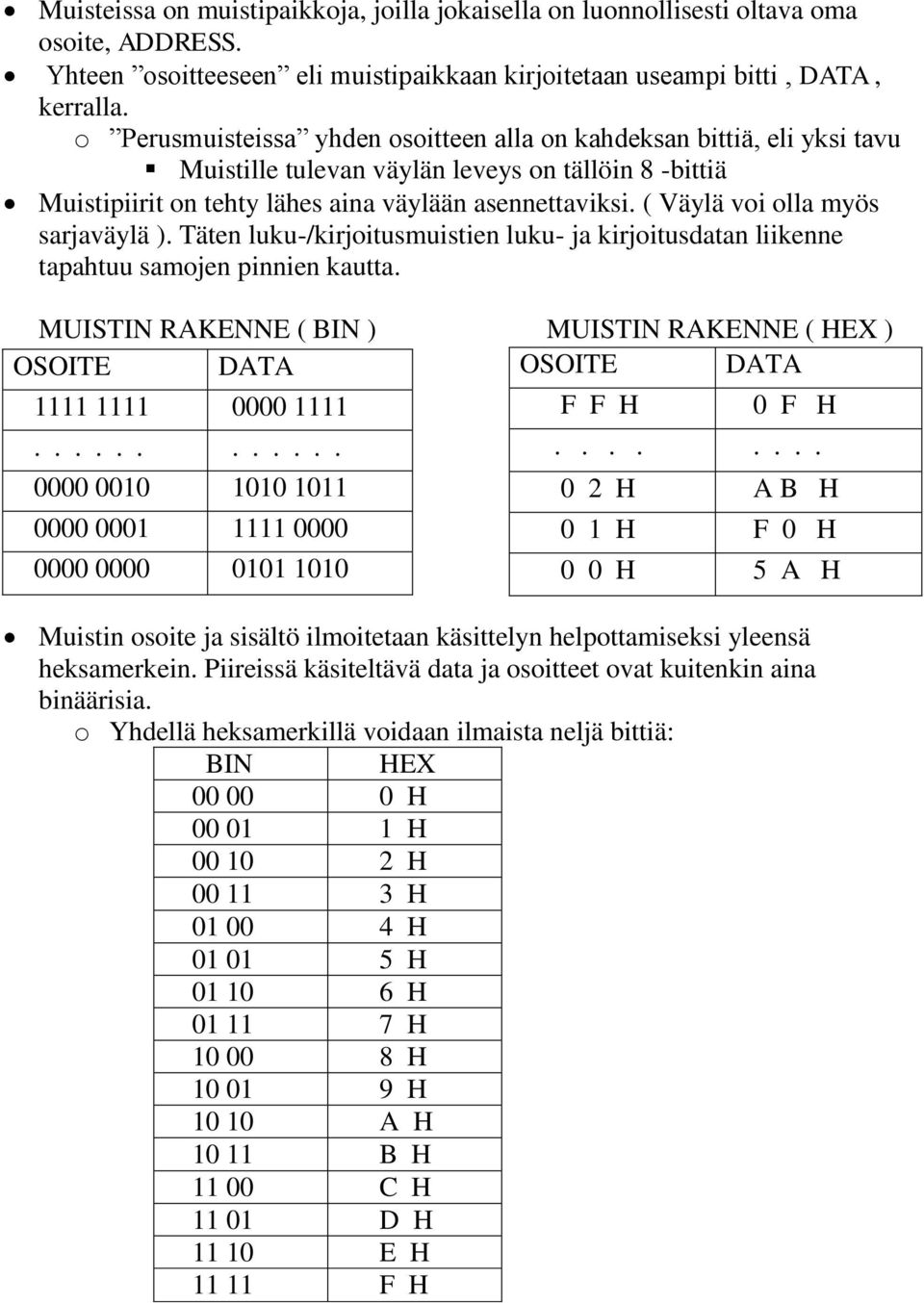 ( Väylä voi olla myös sarjaväylä ). Täten luku-/kirjoitusmuistien luku- ja kirjoitusdatan liikenne tapahtuu samojen pinnien kautta.