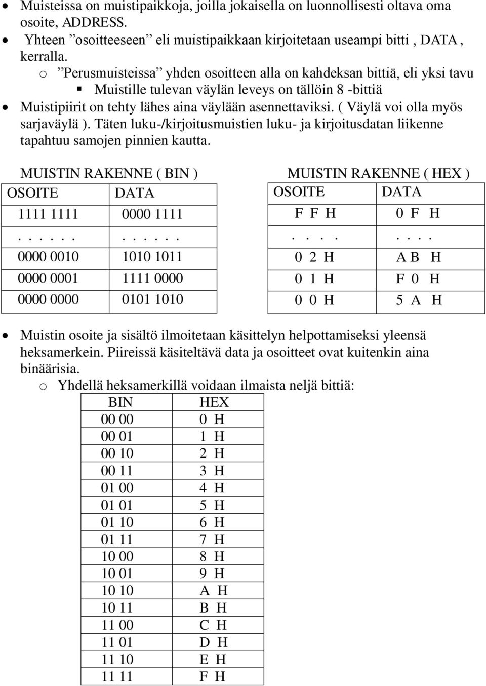 ( Väylä voi olla myös sarjaväylä ). Täten luku-/kirjoitusmuistien luku- ja kirjoitusdatan liikenne tapahtuu samojen pinnien kautta.