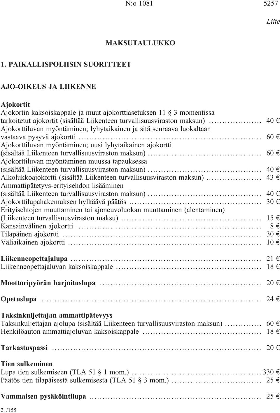 maksun)... Ajokorttiluvan myöntäminen; lyhytaikainen ja sitä seuraava luokaltaan vastaava pysyvä ajokortti.