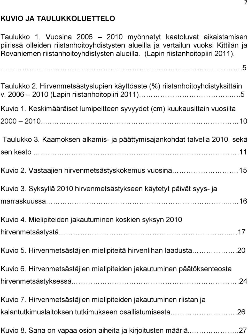 (Lapin riistanhoitopiiri 2011)...5 Taulukko 2. Hirvenmetsästyslupien käyttöaste (%) riistanhoitoyhdistyksittäin v. 2006 2010 (Lapin riistanhoitopiiri 2011)....5 Kuvio 1.