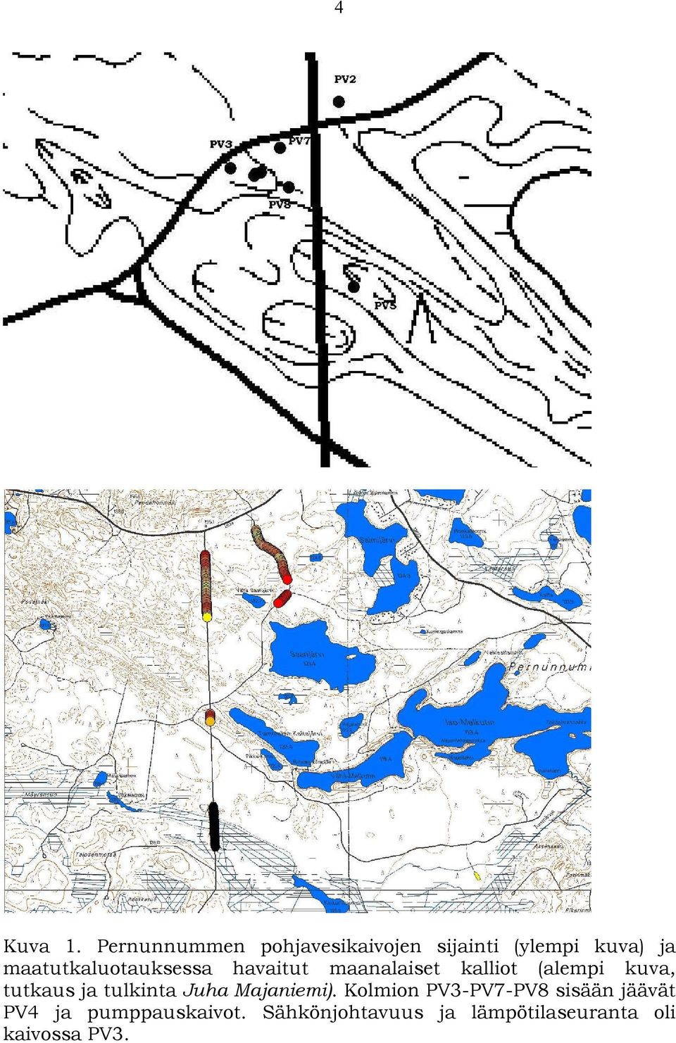 maatutkaluotauksessa havaitut maanalaiset kalliot (alempi kuva,