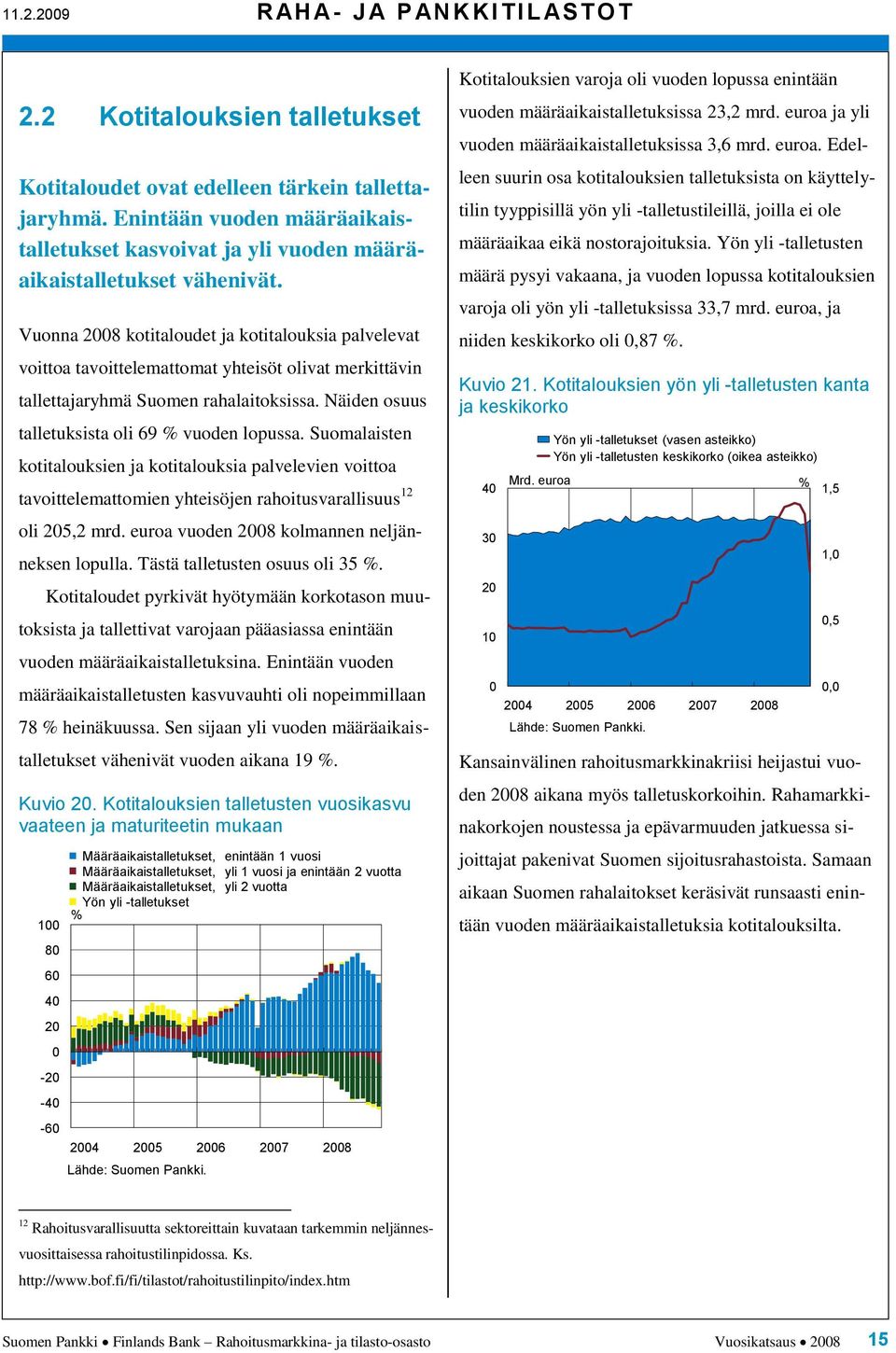 Vuonna 8 kotitaloudet ja kotitalouksia palvelevat voittoa tavoittelemattomat yhteisöt olivat merkittävin tallettajaryhmä Suomen rahalaitoksissa. Näiden osuus talletuksista oli 9 vuoden lopussa.