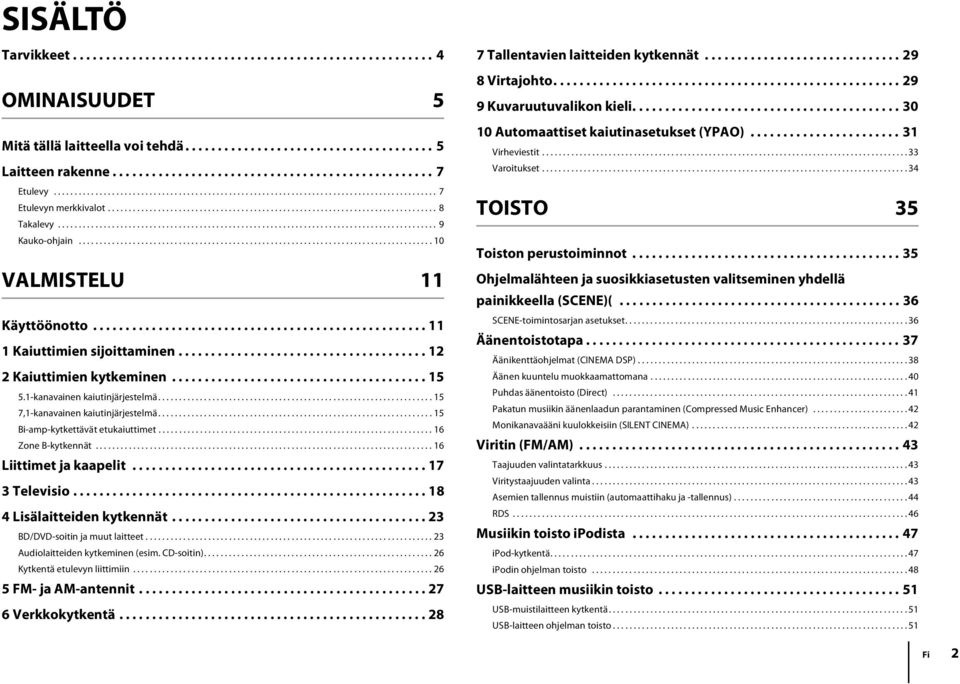 .......................................................................................... 9 Kauko-ohjain..................................................................................... 10 VALMISTELU 11 Käyttöönotto.