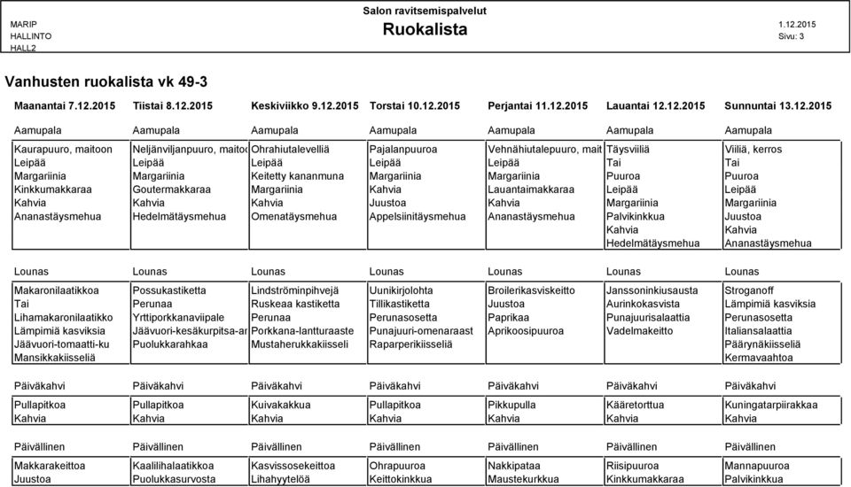 2015 Keskiviikko 9.12.