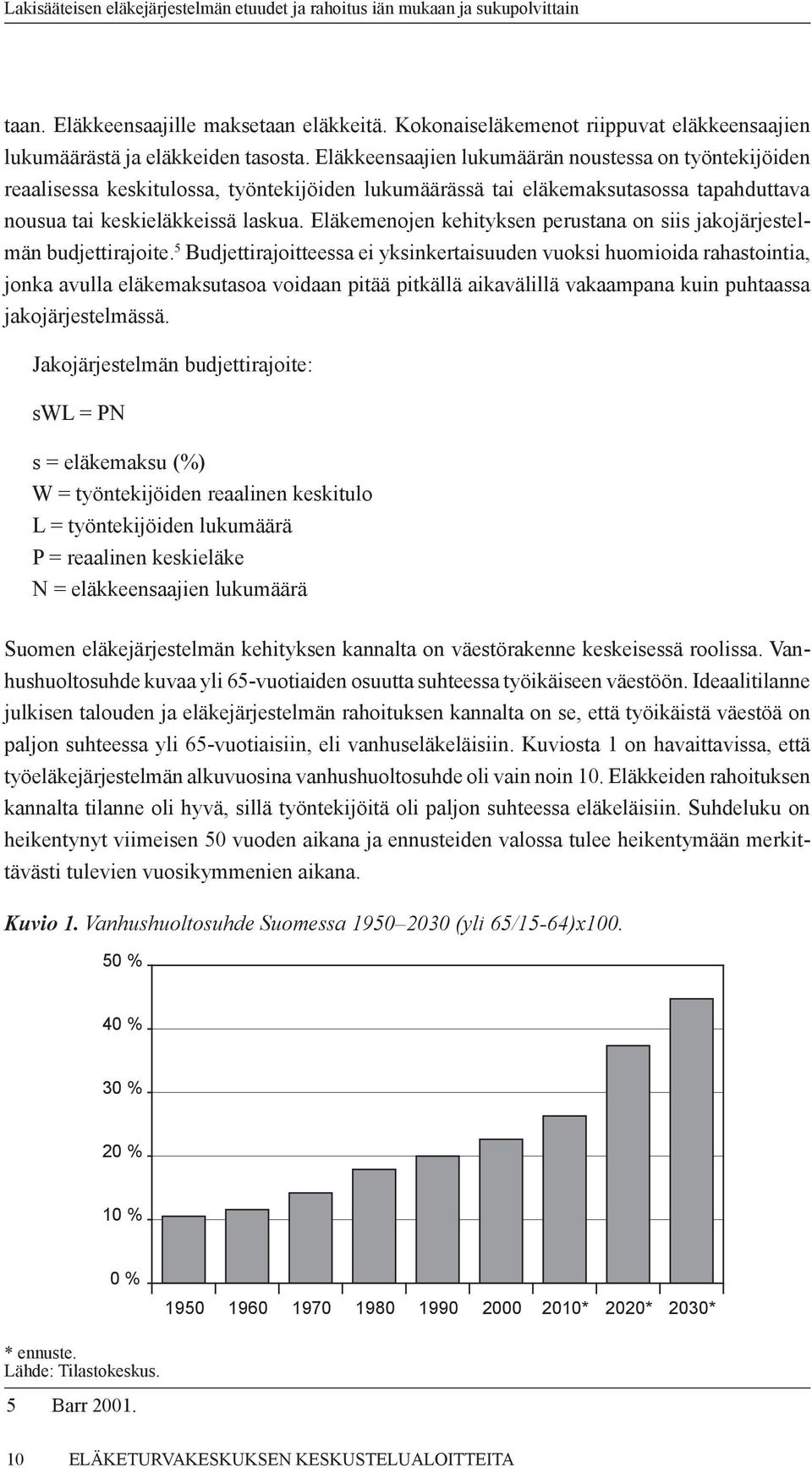 Eläkemenojen kehityksen perustana on siis jakojärjestelmän budjettirajoite.