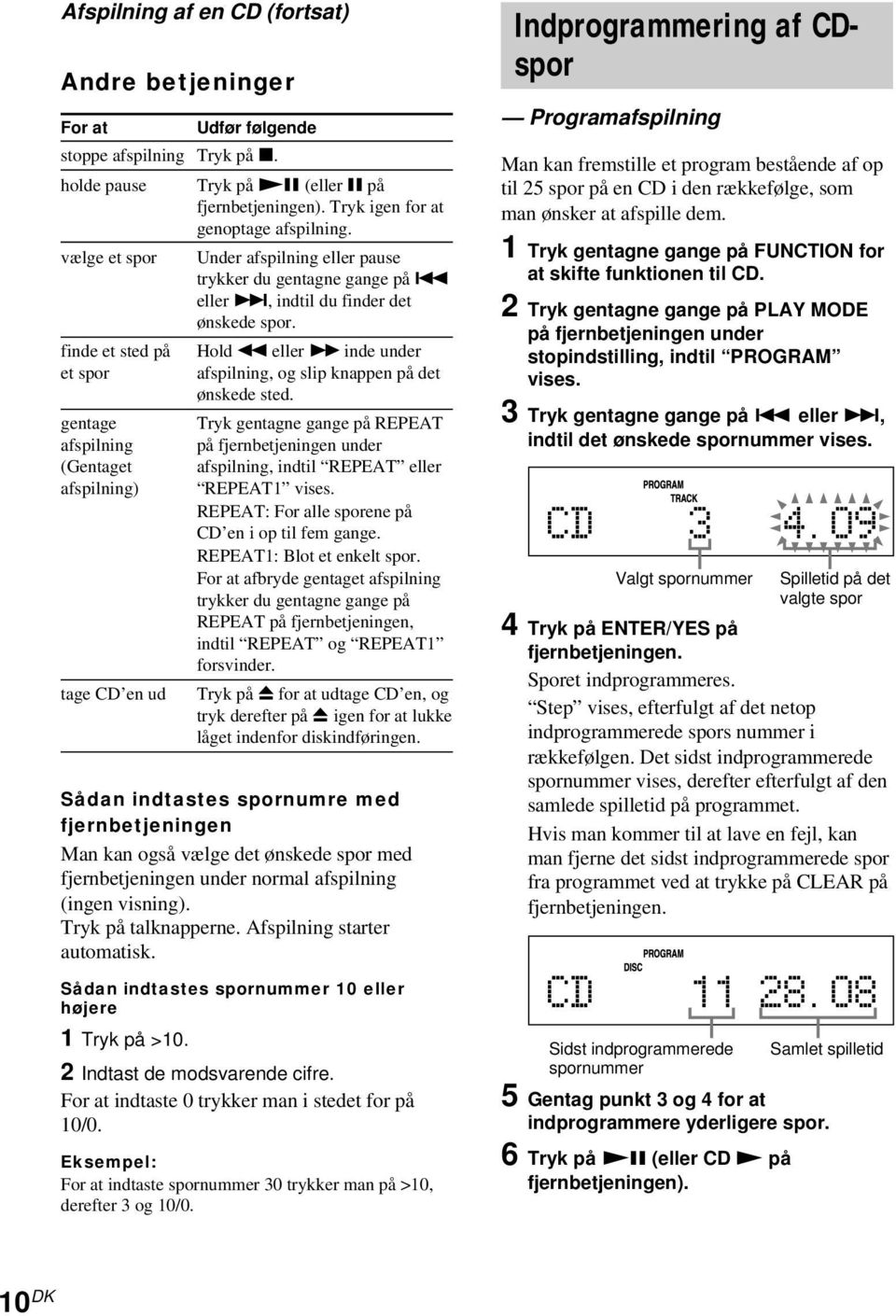 finde et sted på et spor gentage afspilning (Gentaget afspilning) tage CD en ud Udfør følgende Hold m eller M inde under afspilning, og slip knappen på det ønskede sted.