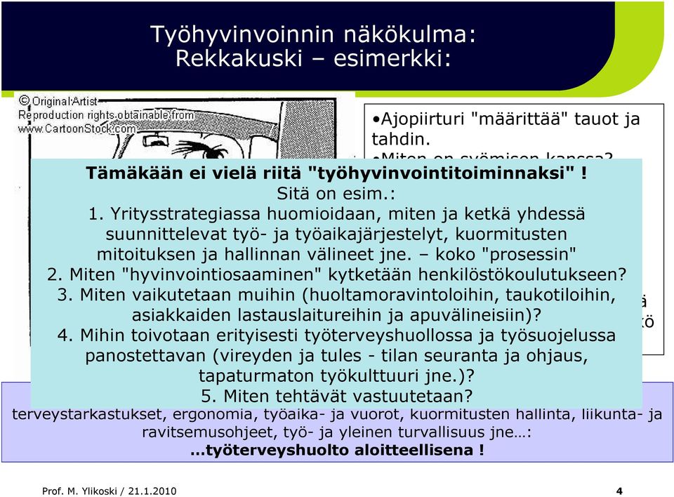 kuormitusten mitoituksen ja hallinnan välineet Kiire jne. on koko ja kallis "prosessin" kuorma 2. Miten "hyvinvointiosaaminen" kytketään vastuulla henkilöstökoulutukseen? 3.