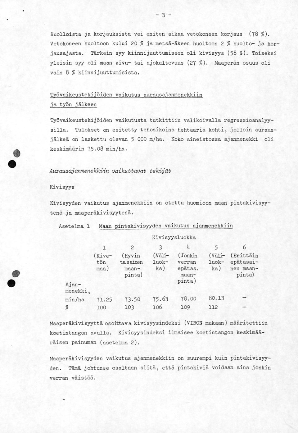 TyÖvaikustkijöidn aurausajanmnkkiin ja työn jälkn Työvaikustkijöidn ta tutkittiin valikoivalla rgrssioanalyysilla.