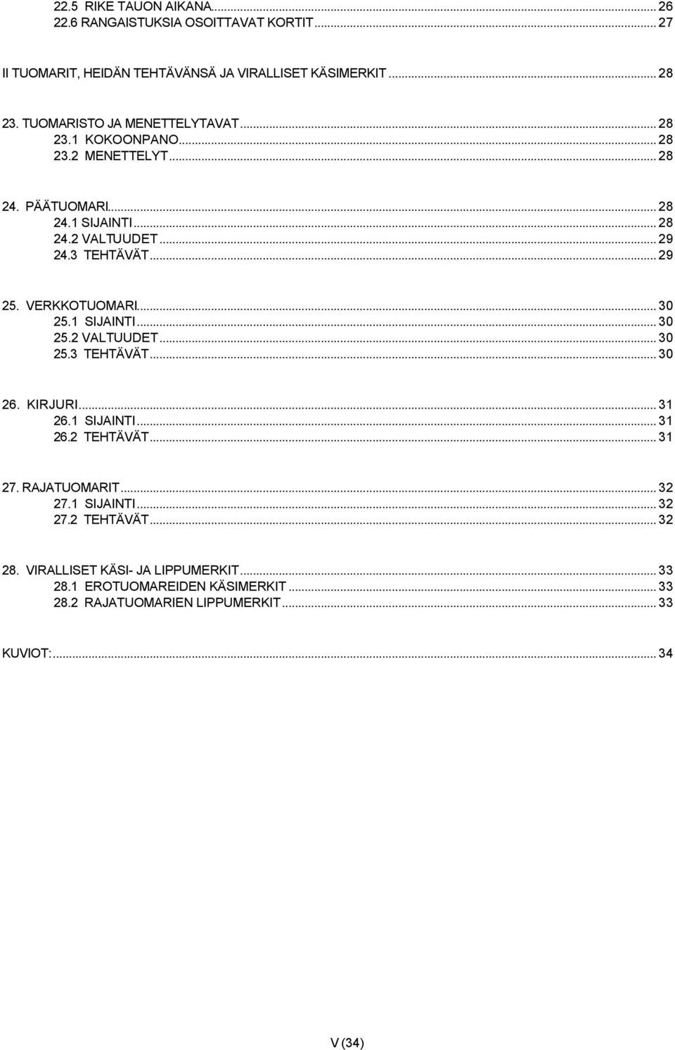 .. 29 25. VERKKOTUOMARI... 30 25.1 SIJAINTI... 30 25.2 VALTUUDET... 30 25.3 TEHTÄVÄT... 30 26. KIRJURI... 31 26.1 SIJAINTI... 31 26.2 TEHTÄVÄT... 31 27.