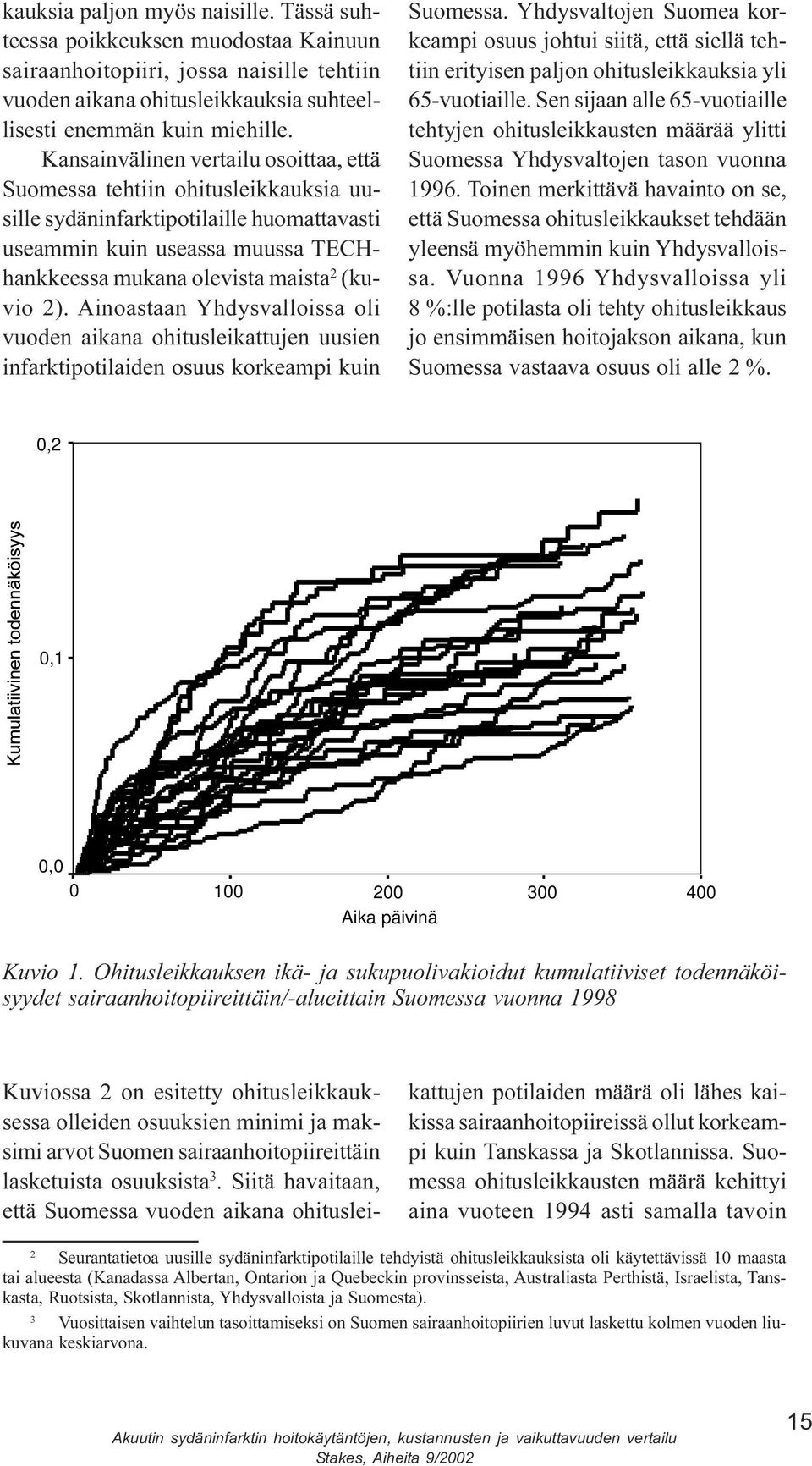 Ainoastaan Yhdysvalloissa oli vuoden aikana ohitusleikattujen uusien infarktipotilaiden osuus korkeampi kuin Suomessa Yhdysvaltojen Suomea korkeampi osuus johtui siitä, että siellä tehtiin erityisen