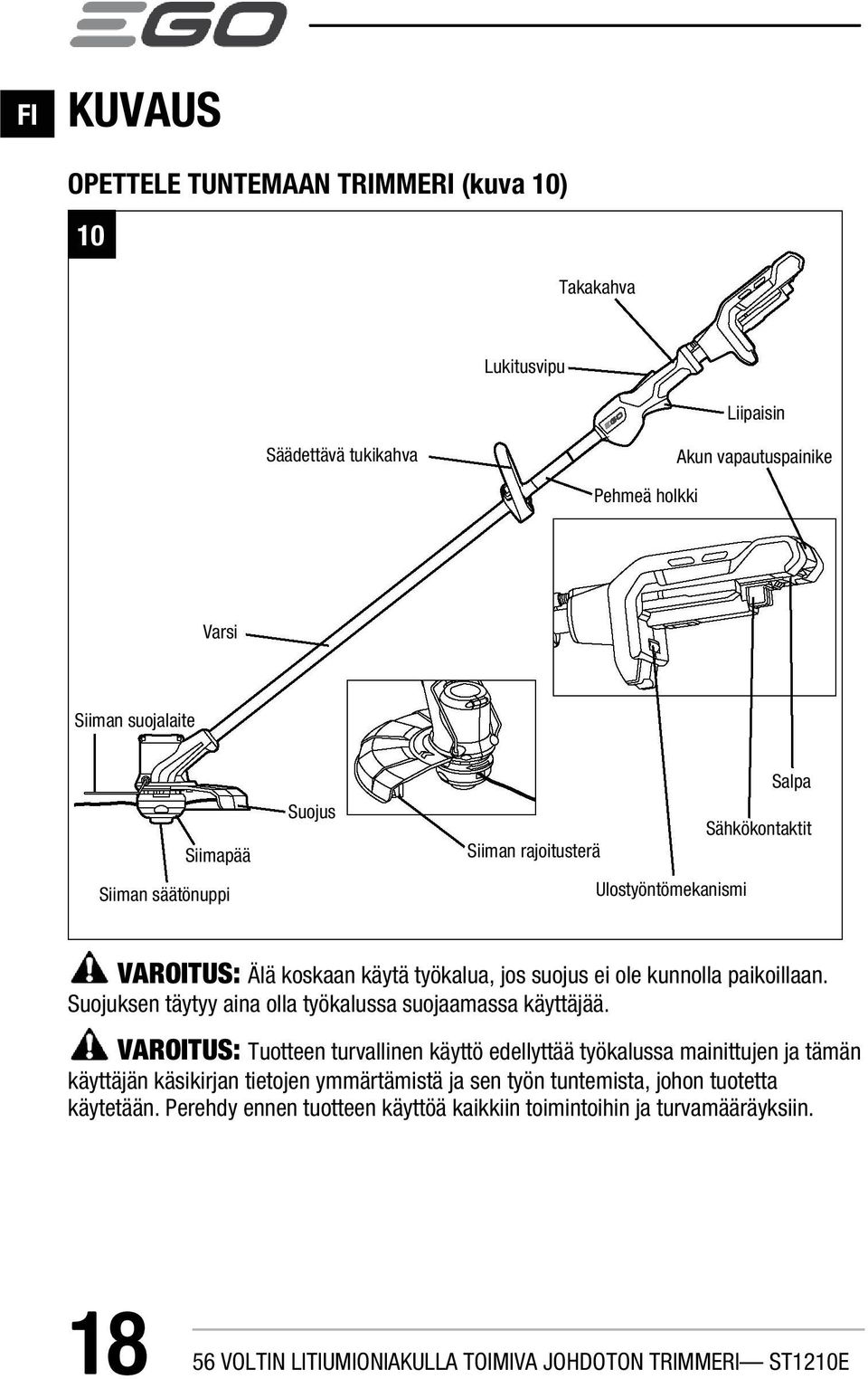 Suojuksen täytyy aina olla työkalussa suojaamassa käyttäjää.