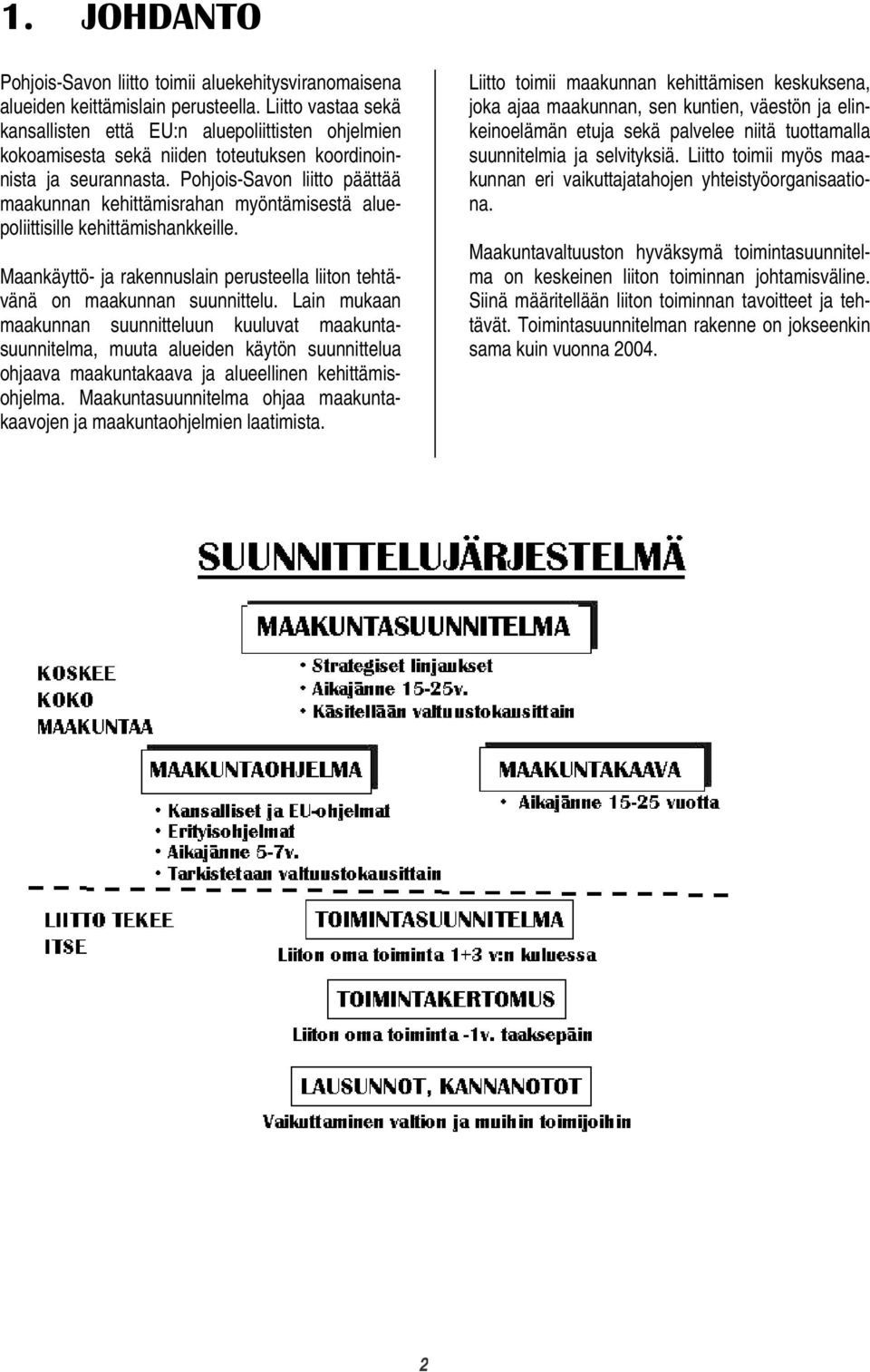 Pohjois-Savon liitto päättää maakunnan kehittämisrahan myöntämisestä aluepoliittisille kehittämishankkeille. Maankäyttö- ja rakennuslain perusteella liiton tehtävänä on maakunnan suunnittelu.