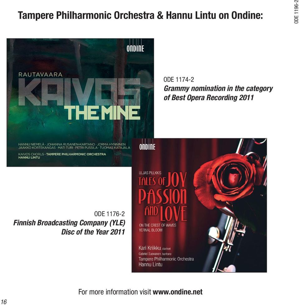 Opera Recording 2011 ODE 1176-2 Finnish Broadcasting Company