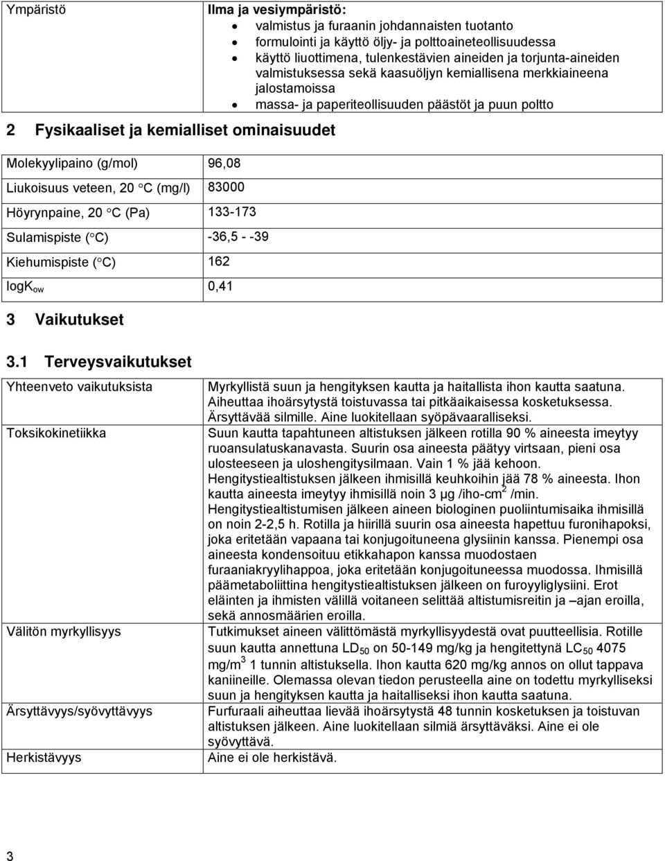 ja torjunta-aineiden valmistuksessa sekä kaasuöljyn kemiallisena merkkiaineena jalostamoissa massa- ja paperiteollisuuden päästöt ja puun poltto 3.