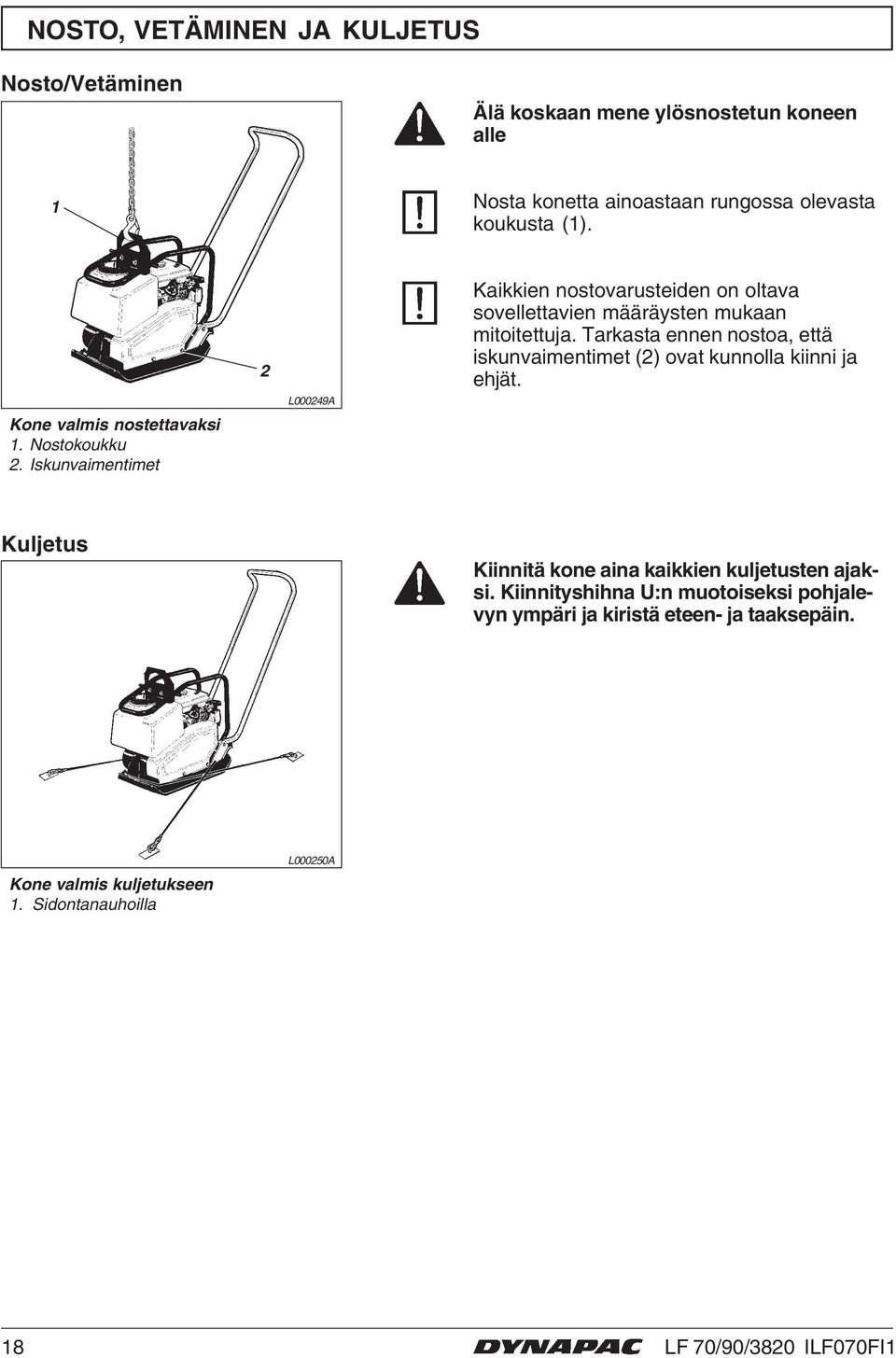 Iskunvaimentimet L00049A Kaikkien nostovarusteiden on oltava sovellettavien määräysten mukaan mitoitettuja.