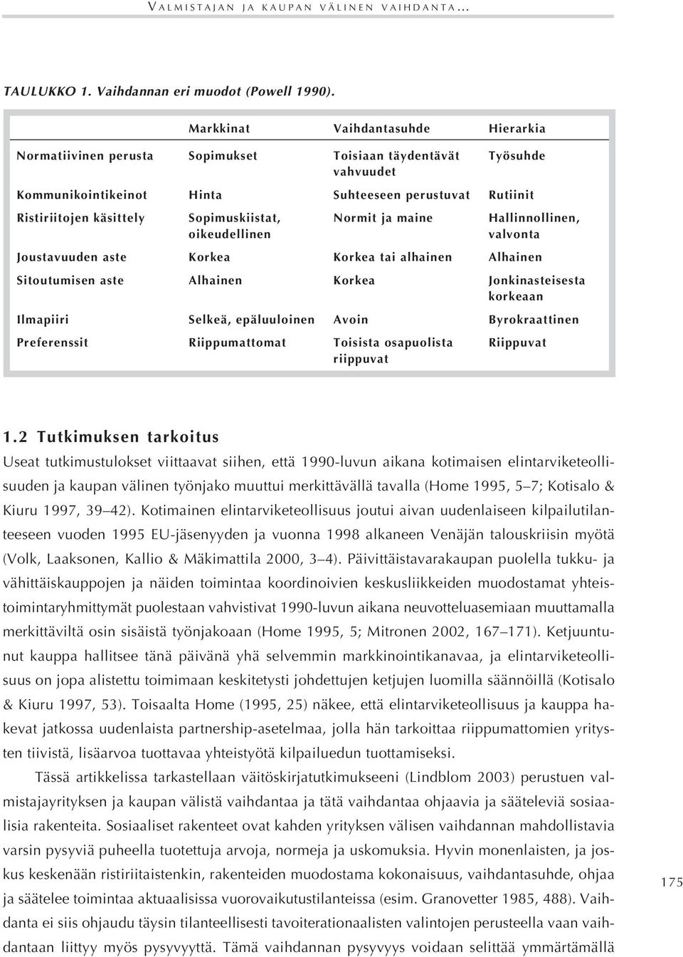 Sopimuskiistat, Normit ja maine Hallinnollinen, oikeudellinen valvonta Joustavuuden aste Korkea Korkea tai alhainen Alhainen Sitoutumisen aste Alhainen Korkea Jonkinasteisesta korkeaan Ilmapiiri