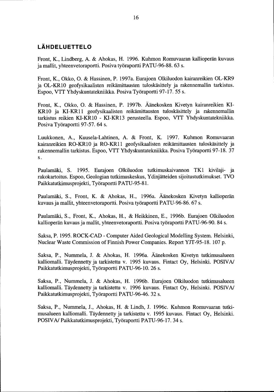 Front, K., Okko, 0. & Hassinen, P. 997b.