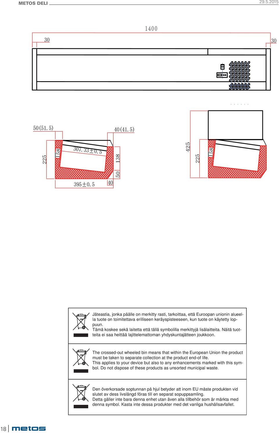 The crossed-out wheeled bin means that within the European Union the product must be taken to separate collection at the product end-of life.