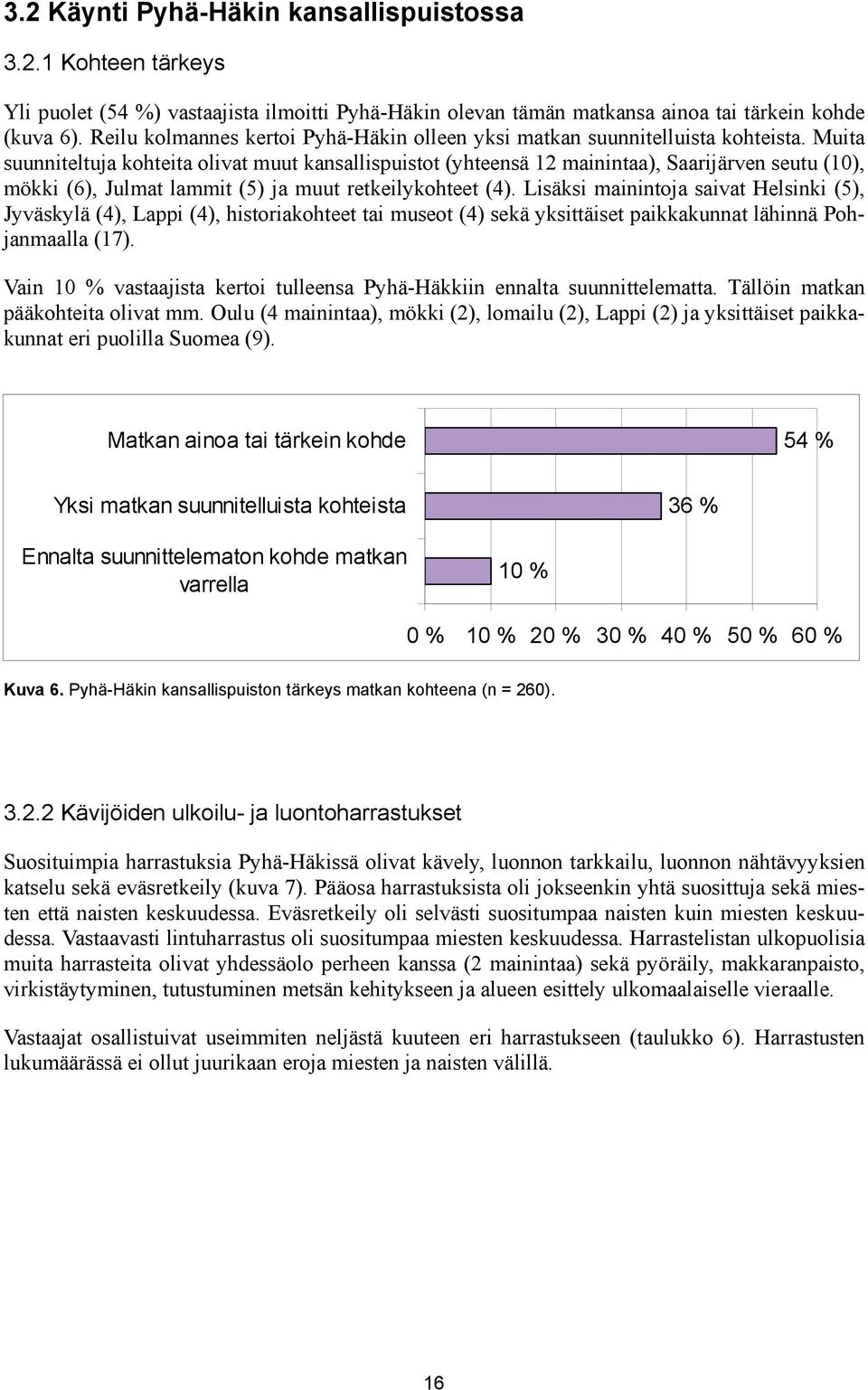 Muita suunniteltuja kohteita olivat muut kansallispuistot (yhteensä 12 mainintaa), Saarijärven seutu (10), mökki (6), Julmat lammit (5) ja muut retkeilykohteet (4).