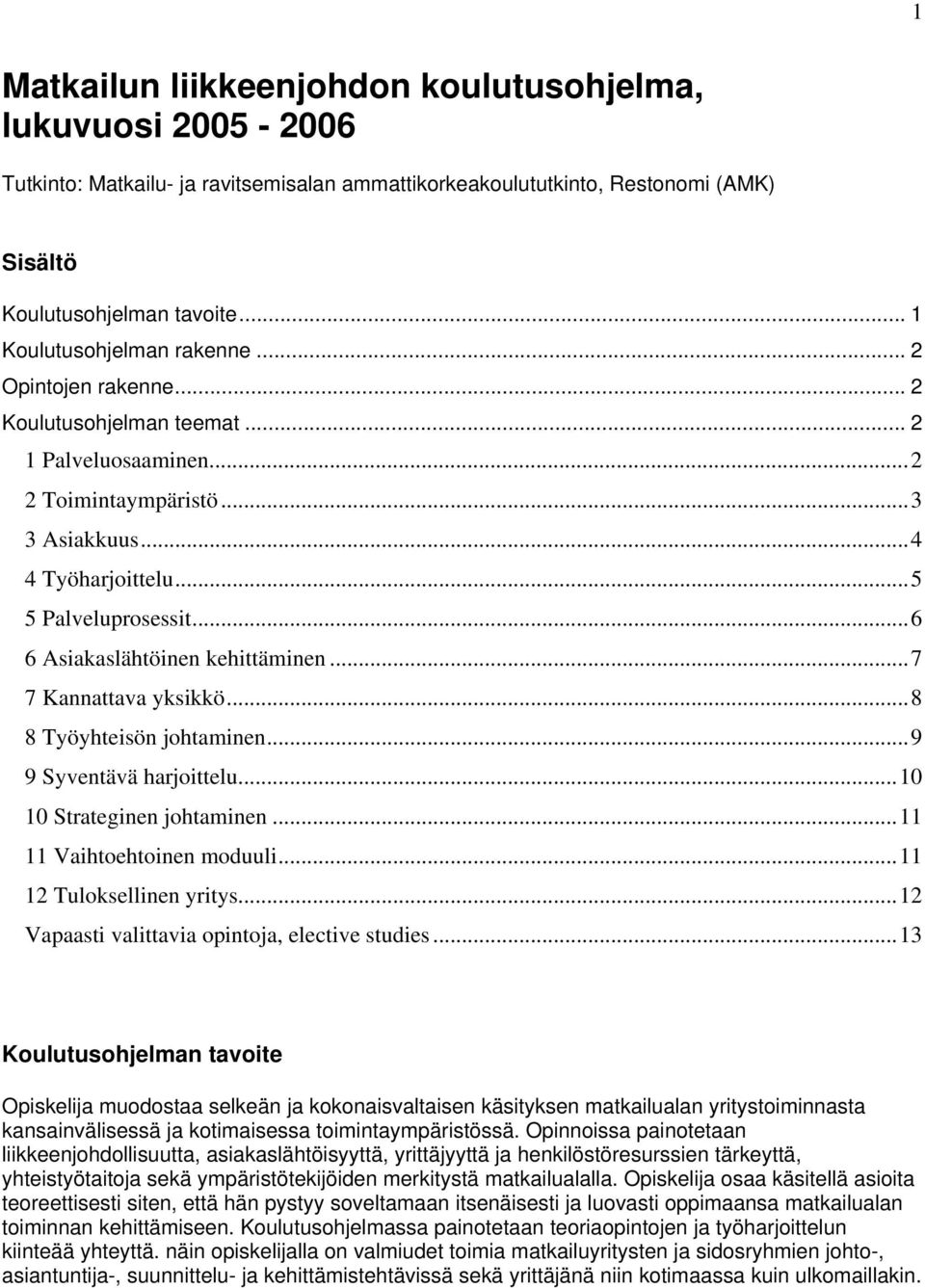 ..7 7 Kannattava yksikkö...8 8 Työyhteisön johtaminen...9 9 Syventävä harjoittelu...10 10 Strateginen johtaminen...11 11 Vaihtoehtoinen moduuli...11 12 Tuloksellinen yritys.