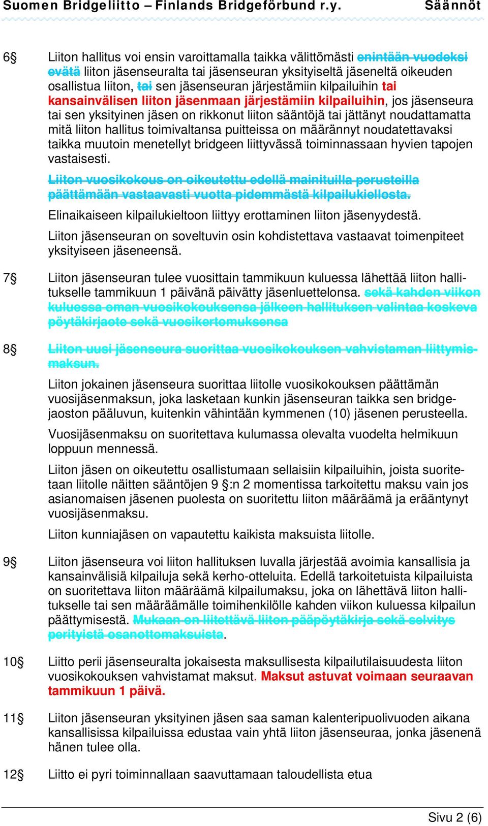 hallitus toimivaltansa puitteissa on määrännyt noudatettavaksi taikka muutoin menetellyt bridgeen liittyvässä toiminnassaan hyvien tapojen vastaisesti.