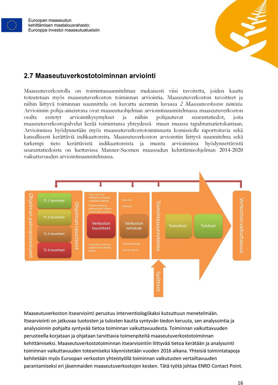 Arvioinnin pohja-aineistona ovat maaseutuohjelman arviointisuunnitelmassa maaseutuverkoston osalta esitetyt arviointikysymykset ja niihin pohjautuvat seurantatiedot, joita maaseutuverkostopalvelut