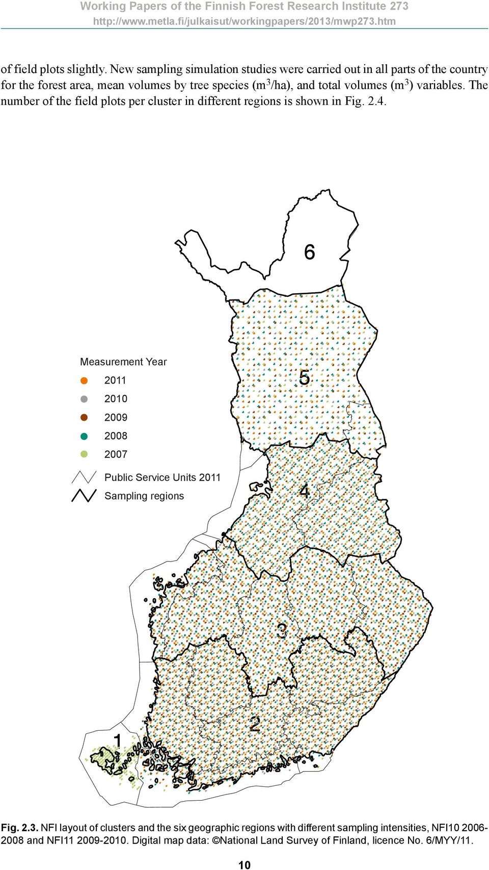 variables. The number of the field plots per cluster in different regions is shown in Fig. 2.4.