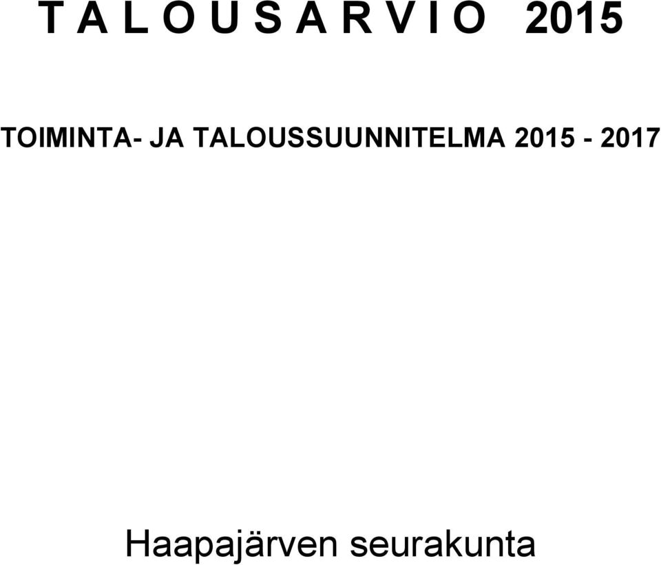 TALOUSSUUNNITELMA