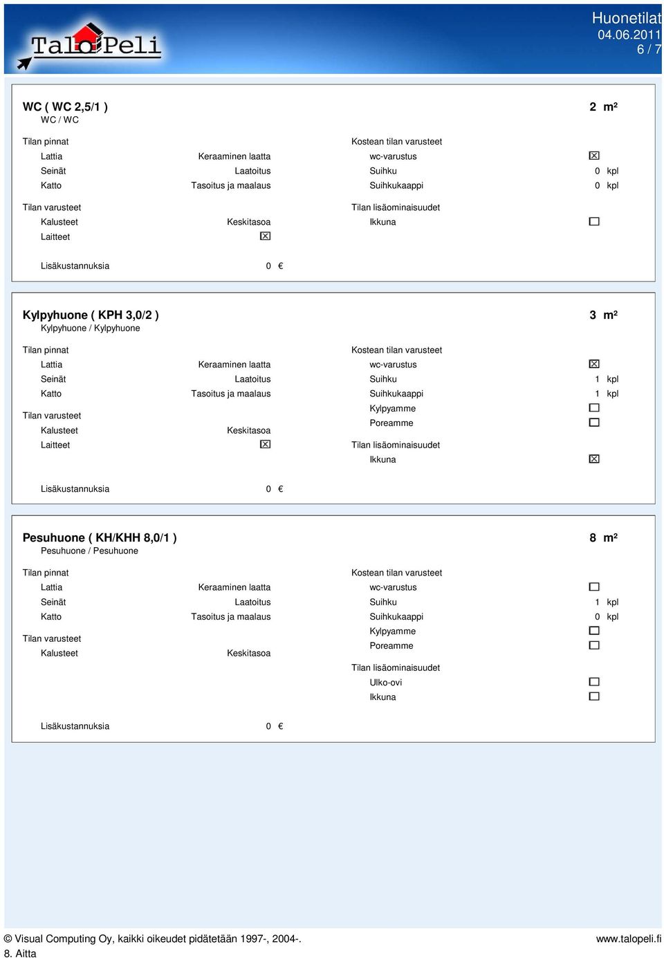 Suihkukaappi 1 kpl Kylpyamme Poreamme Pesuhuone ( KH/KHH 8,0/1 ) 8