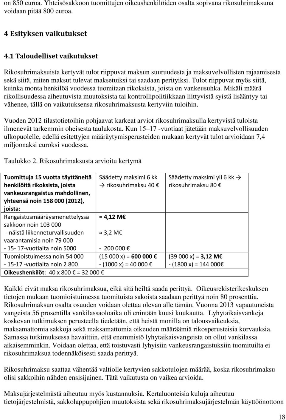 Tulot riippuvat myös siitä, kuinka monta henkilöä vuodessa tuomitaan rikoksista, joista on vankeusuhka.