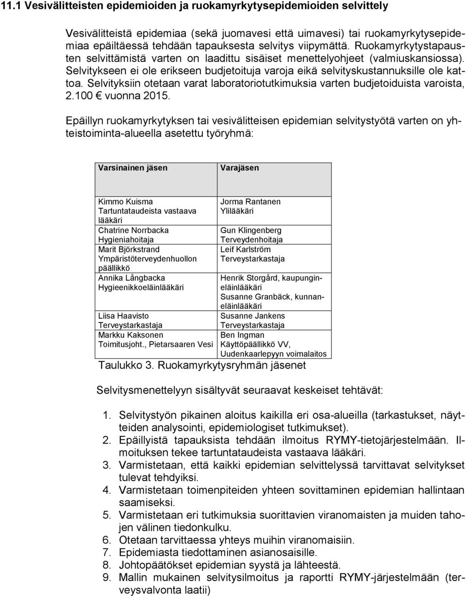 Selvitykseen ei ole erikseen budjetoituja varoja eikä selvityskustannuksille ole kattoa. Selvityksiin otetaan varat laboratoriotutkimuksia varten budjetoiduista varoista, 2.100 vuonna 2015.