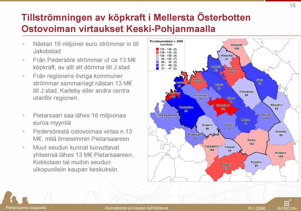 Pietarsaari saa lähes 16 miljoonaa euroa myyntiä Pedersörestä ostovoimaa virtaa n.