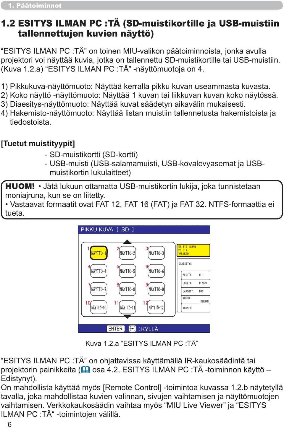 tallennettu SD-muistikortille tai USB-muistiin. tiedostoista.