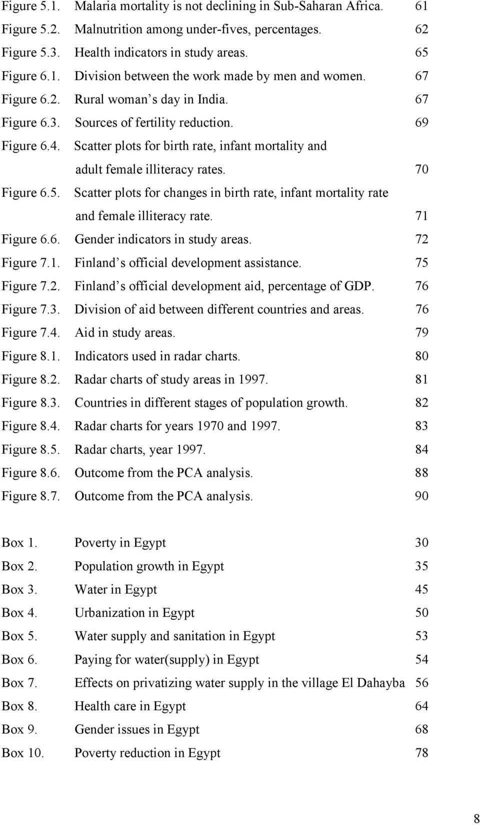 5. Scatter plots for changes in birth rate, infant mortality rate and female illiteracy rate. 71 Figure 6.6. Gender indicators in study areas. 72 Figure 7.1. Finland s official development assistance.