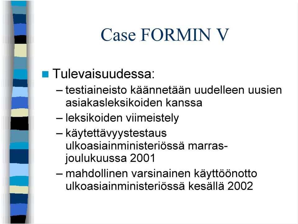 käytettävyystestaus ulkoasiainministeriössä marrasjoulukuussa