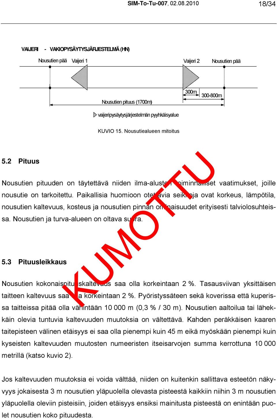 Nousutiealueen mitoitus 5.2 Pituus Nousutien pituuden on täytettävä niiden ilma-alusten toiminnalliset vaatimukset, joille nousutie on tarkoitettu.