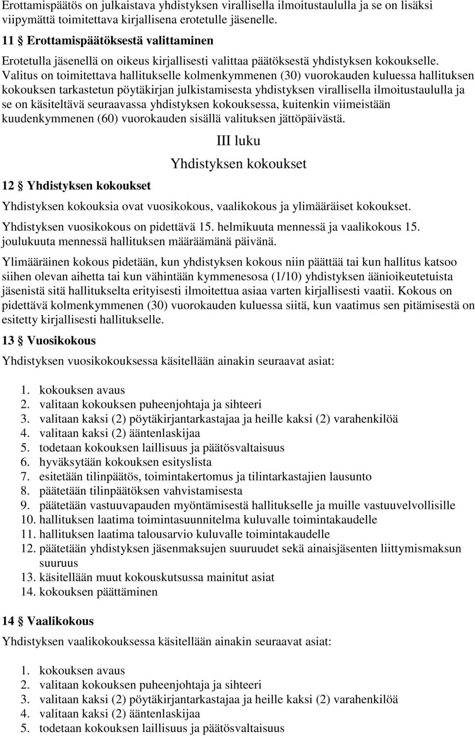 Valitus on toimitettava hallitukselle kolmenkymmenen (30) vuorokauden kuluessa hallituksen kokouksen tarkastetun pöytäkirjan julkistamisesta yhdistyksen virallisella ilmoitustaululla ja se on