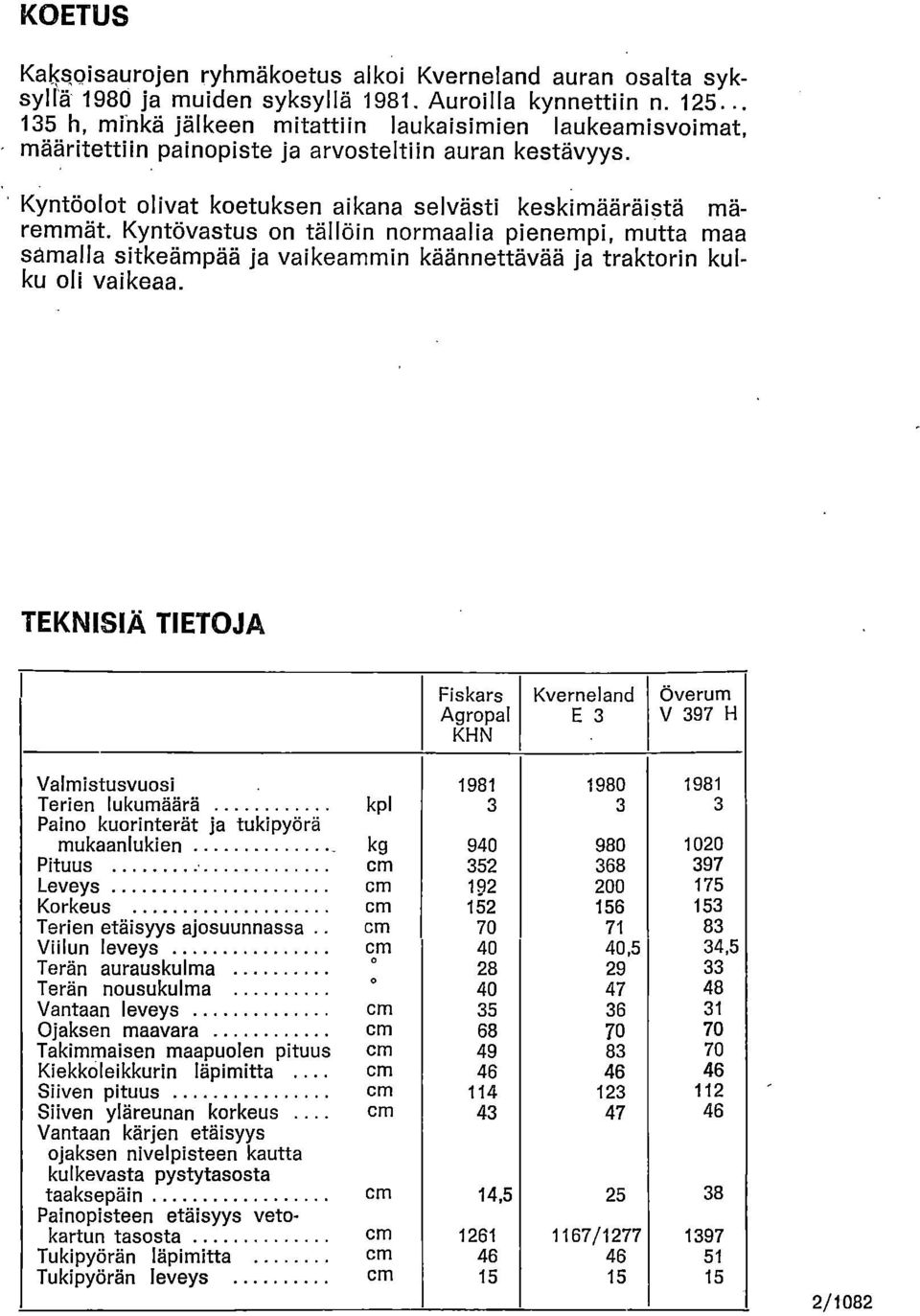 Kyntövastus on tällöin normaalia pienempi, mutta maa samalla sitkeämpää ja vaikeammin käännettävää ja traktorin kulku oli vaikeaa.