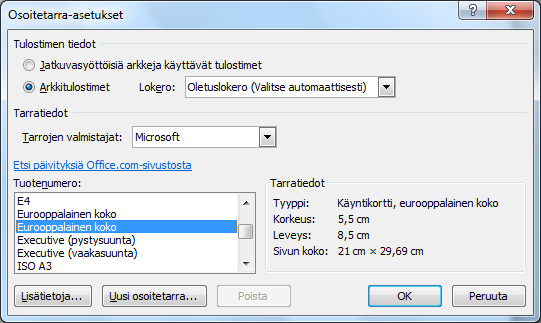 Asiakkuus ja asiakasrekisterit Tehtävä 6 2(5) Tämän jälkeen Word-ikkuna näyttää tältä Vaihe 1/6 Valitse asiakirjan laji, Osoitetarrat -> paina Seuraava: