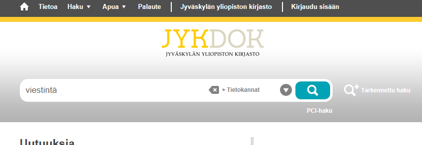 Tieteenalakohtaiset tietokannat PCI-haku on hyvä selailuun ja tutkimusaiheen yleiseen kartoittamiseen, mutta tutkijalle on välttämätöntä tuntea omat
