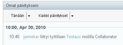 Koppa käyttöohjeet 4 PERUSNÄKYMÄ Oma työpöytä: Oma profiili: Työtilat: Linkki takaisin omalle työpöydälle, alkuun.