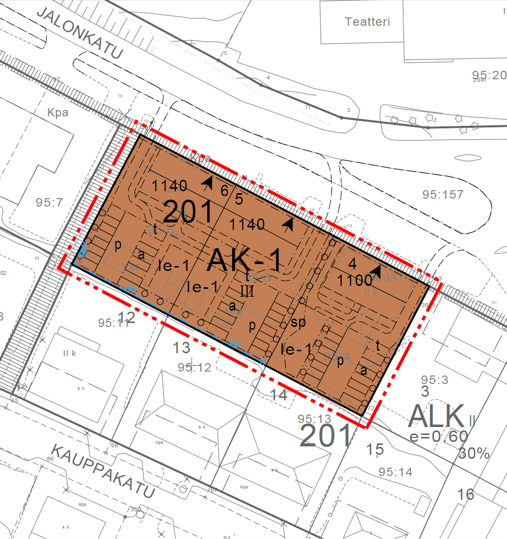 5 ASEMAKAAVAN KUVAUS Kuva 16: Ote kaavaluonnoskartasta 2013. 5.