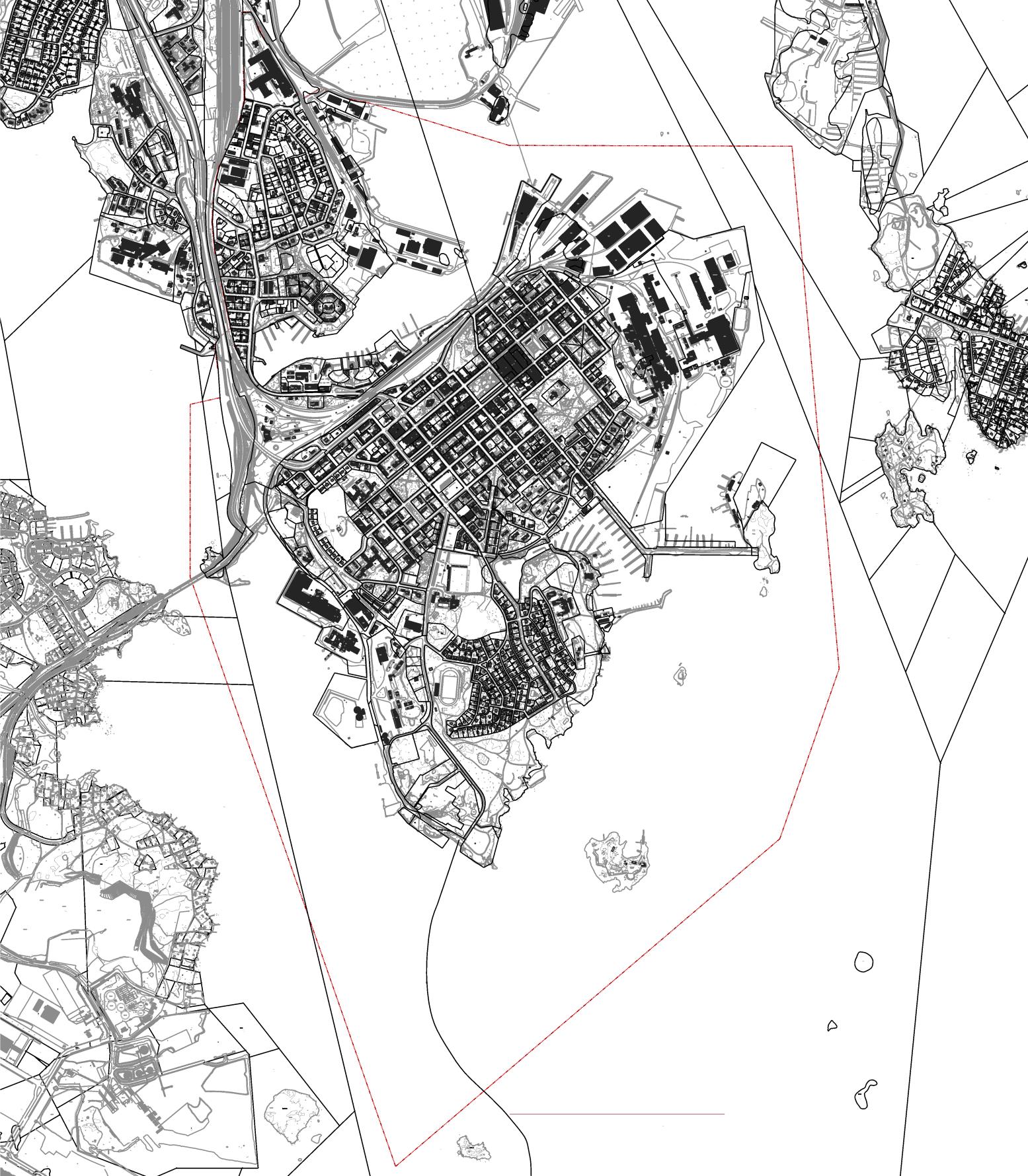 2. Suunnittelualue Suunnittelualue käsittää kokonaisuudessaan kaupungin keskusta-alueen sisältäen kaupunginosista Kotkansaaren sekä sen pohjoispuolella sijaitsevan Hovinsaaren eteläosat.