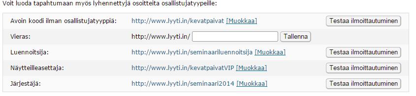 8.1. Avoimen ilmoittautumislinkin lisääminen omaan kutsukanavaan 1. Luo uusi tapahtuma ja sen ilmoittautumissivu (s. 7), kiitossivu (s. 12) ja vahvistusviesti (s.13) 2. Luo kutsuviesti / tiedote 3.