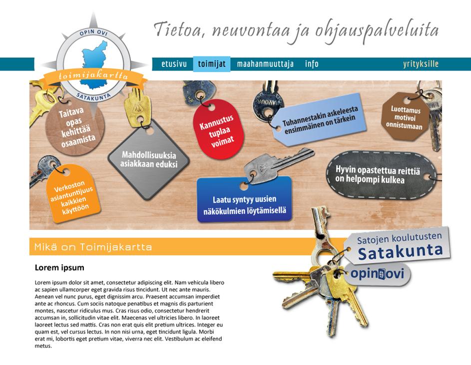 Infosivu Tavoite/viestintästrategia: Antaa selventävä ja tarkempi kuvaus toimijakartasta sekä tarvittavista lisäja taustatiedoista,