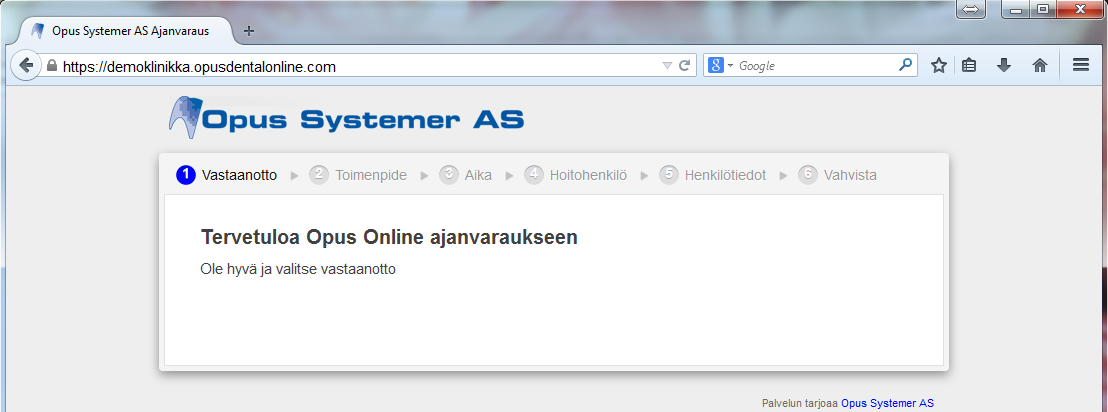 Luo aliverkkotunnus Internet ajavarauskirja sijoitetaan osoitteeseen vastaanoton subdomain.opusdentalonline.com. 1. Valitse välilehti Aliverkkotunnus. 2. Anna haluamasi aliverkkotunnuksen nimi. Esim.