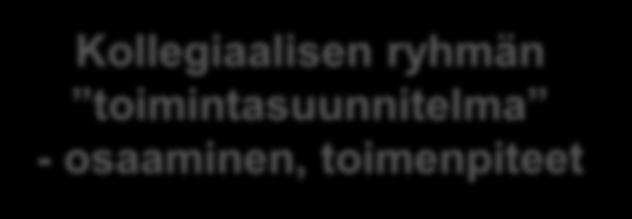 TA-KIRJAN ELEMENTIT TOIMINTA = Kollegiaalisen ryhmän toimintasuunnitelma - osaaminen, toimenpiteet Organisaatiokuvaus Tasapainoisen onnistumisen BSC -kuvaus Toiminnan Toiminnan ja talouden laadun