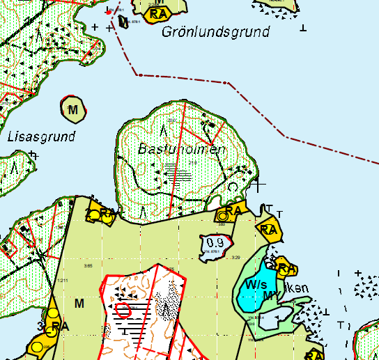 6 Kuva 4. Ote Rantaosayleiskaavasta mantereen puolisille rannoille. 5.8 Asemakaava Alue käsittää Bastuholmenin ranta-asemakaavan alueen, jonka kunnanvaltuusto hyväksyi 16.11.1992. 5.9 Pohjakartta Alueella on käytetty samaa pohjakarttaa, joka laadittiin alkuperäistä kaavaa varten.