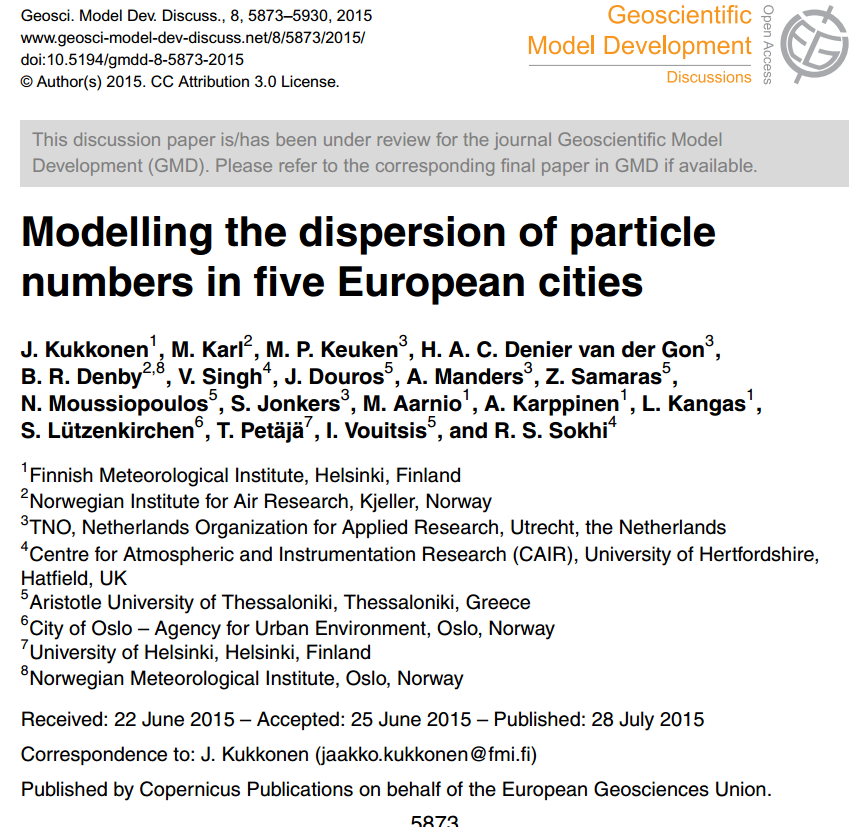 For the health effects of particulate matter, it is necessary to consider the sizes and composition of particles The