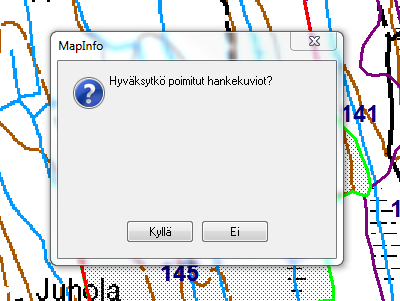 Kuva 2. Näkymä valitusta kuviosta. Kun kaikki tarvittava on valittu, palaa aina painiketta painamalla (tallentaa).